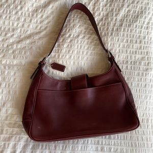 Y2k leather coach burgundy shoulder bag